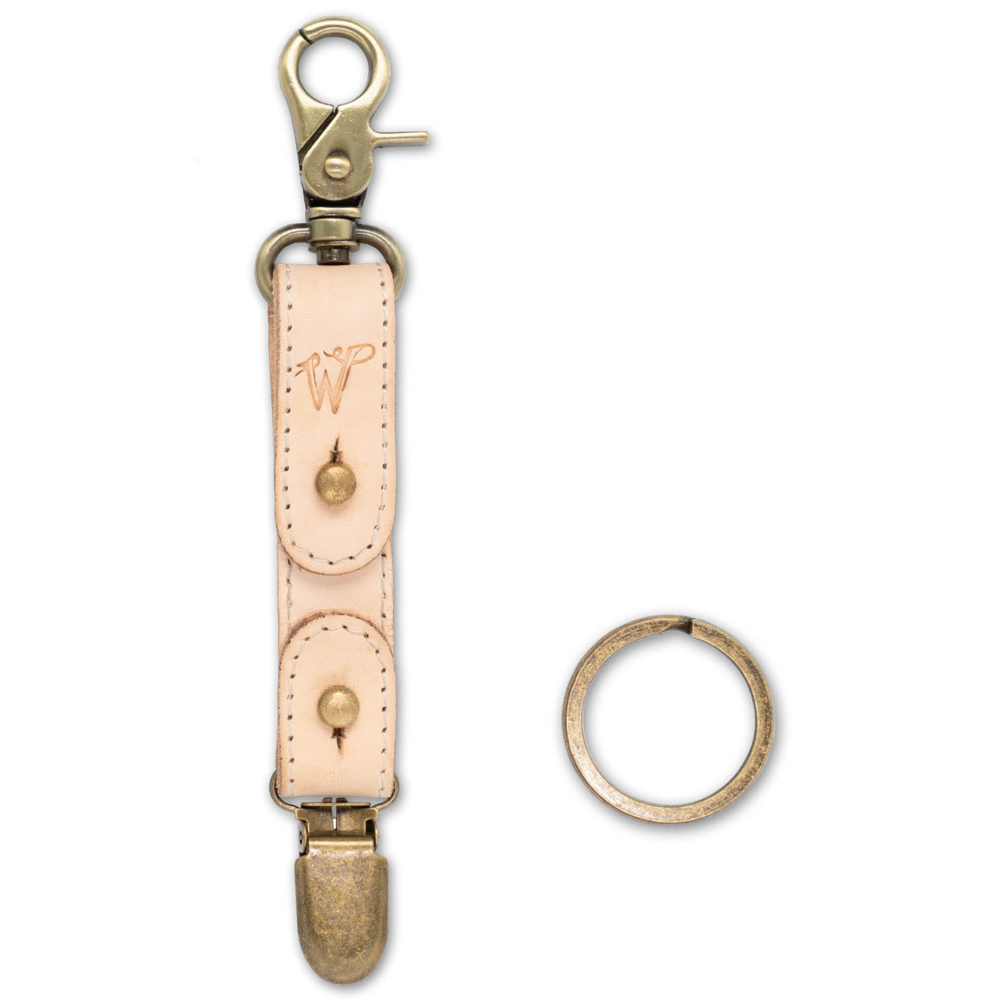 Porte-clés / Porte-chapeau Cuir Brut Surpiqué