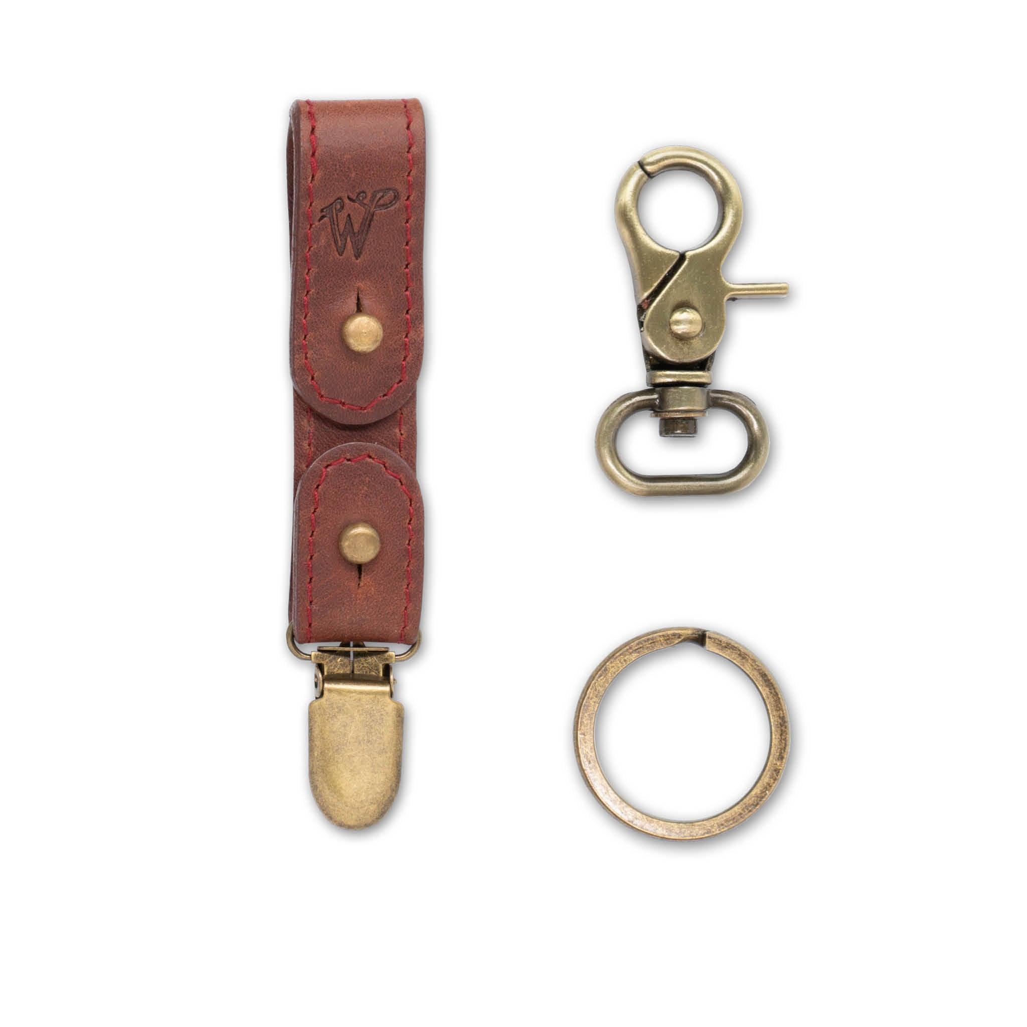 Porte-Clés / Porte-Chapeau Cuir Cousu Sang de Bœuf