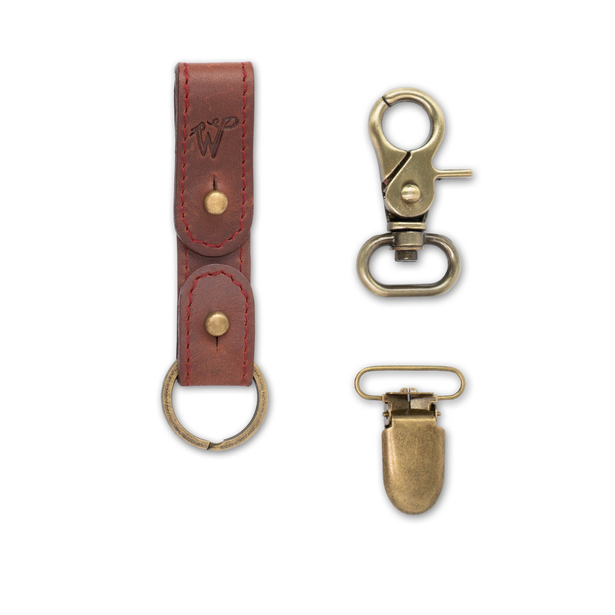 Porte-Clés / Porte-Chapeau Cuir Cousu Sang de Bœuf