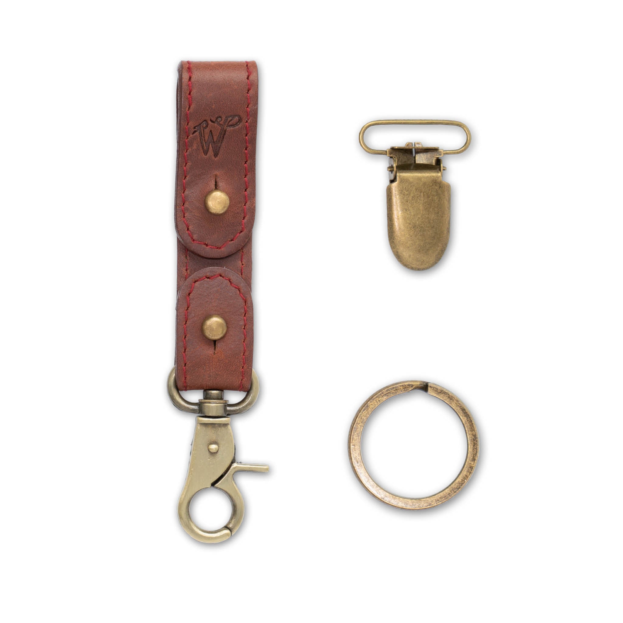 Porte-Clés / Porte-Chapeau Cuir Cousu Sang de Bœuf