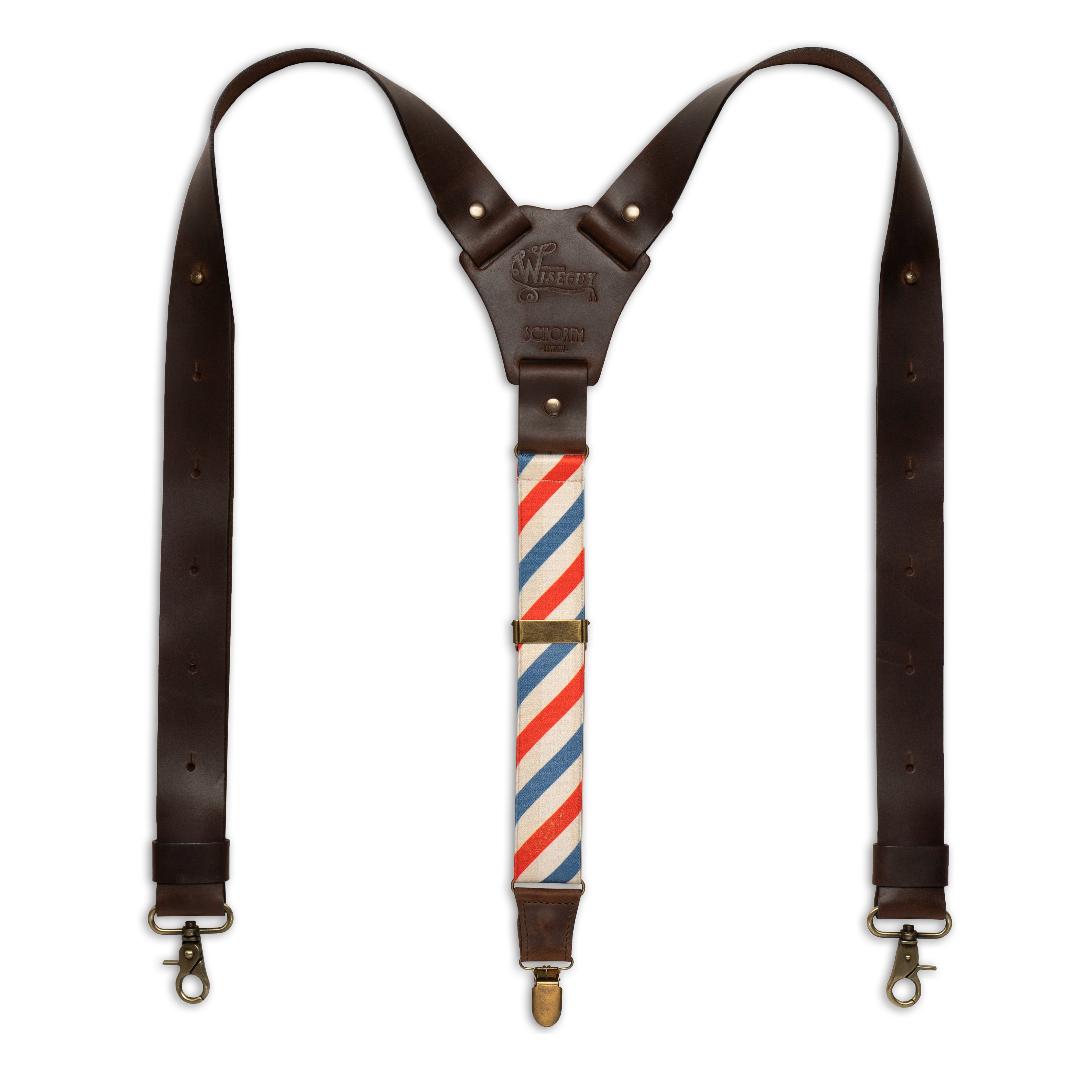 Crazy Horse Flex Schorem Barber Pole Marron Foncé Large Bretelles No. F2123