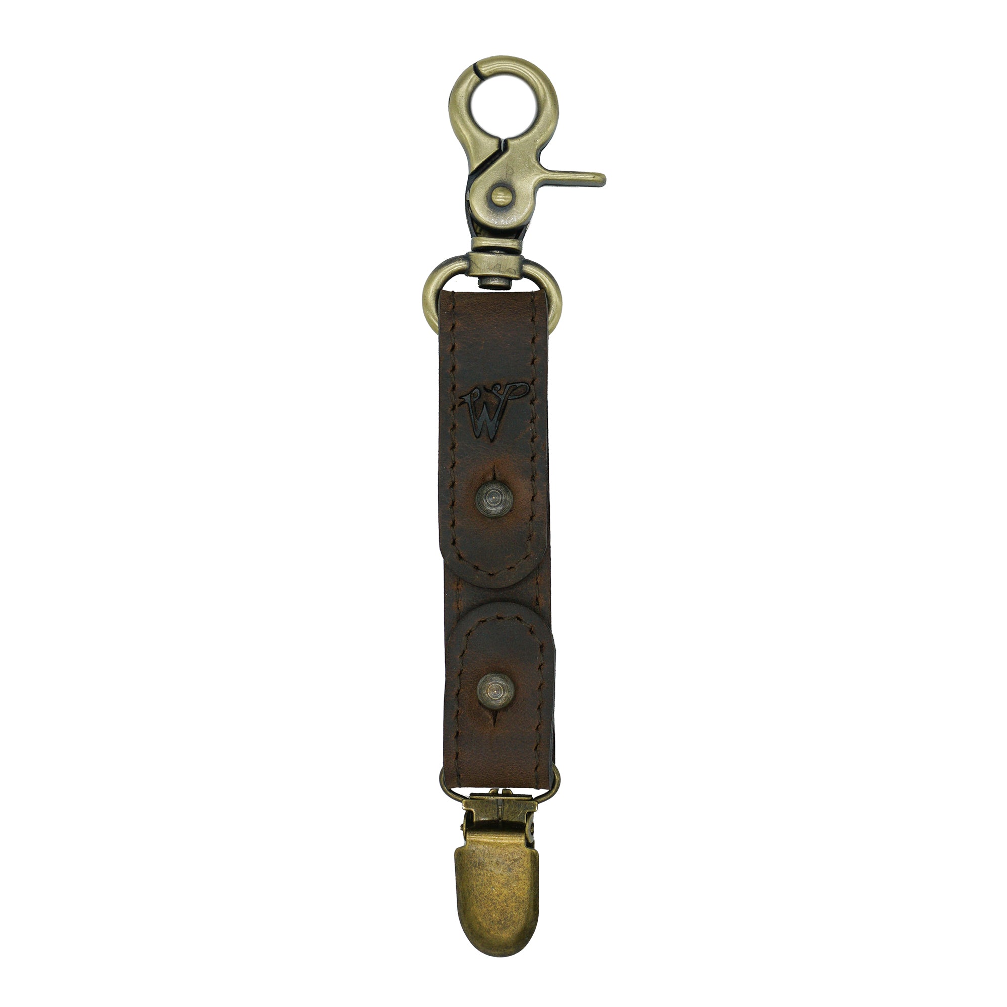 Keyring / Hat-holder Dark Brown Stitched Leather No. A8017