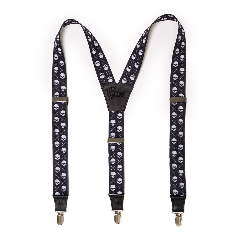 Statement The Skulls Black Wide Suspenders No. E5510