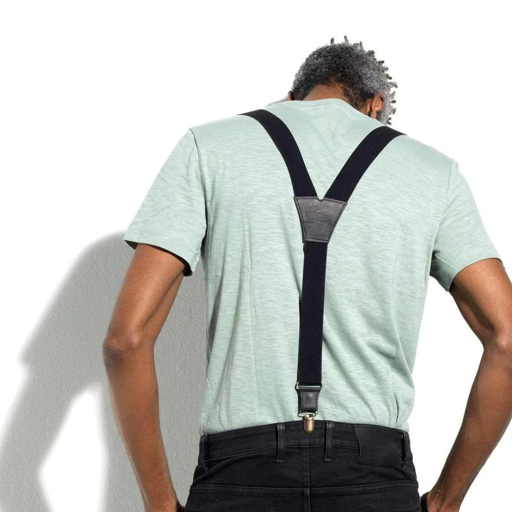 Soul Suspenders Black on Black wide straps (1.36 inch/3.5 cm) - Wiseguy Suspenders