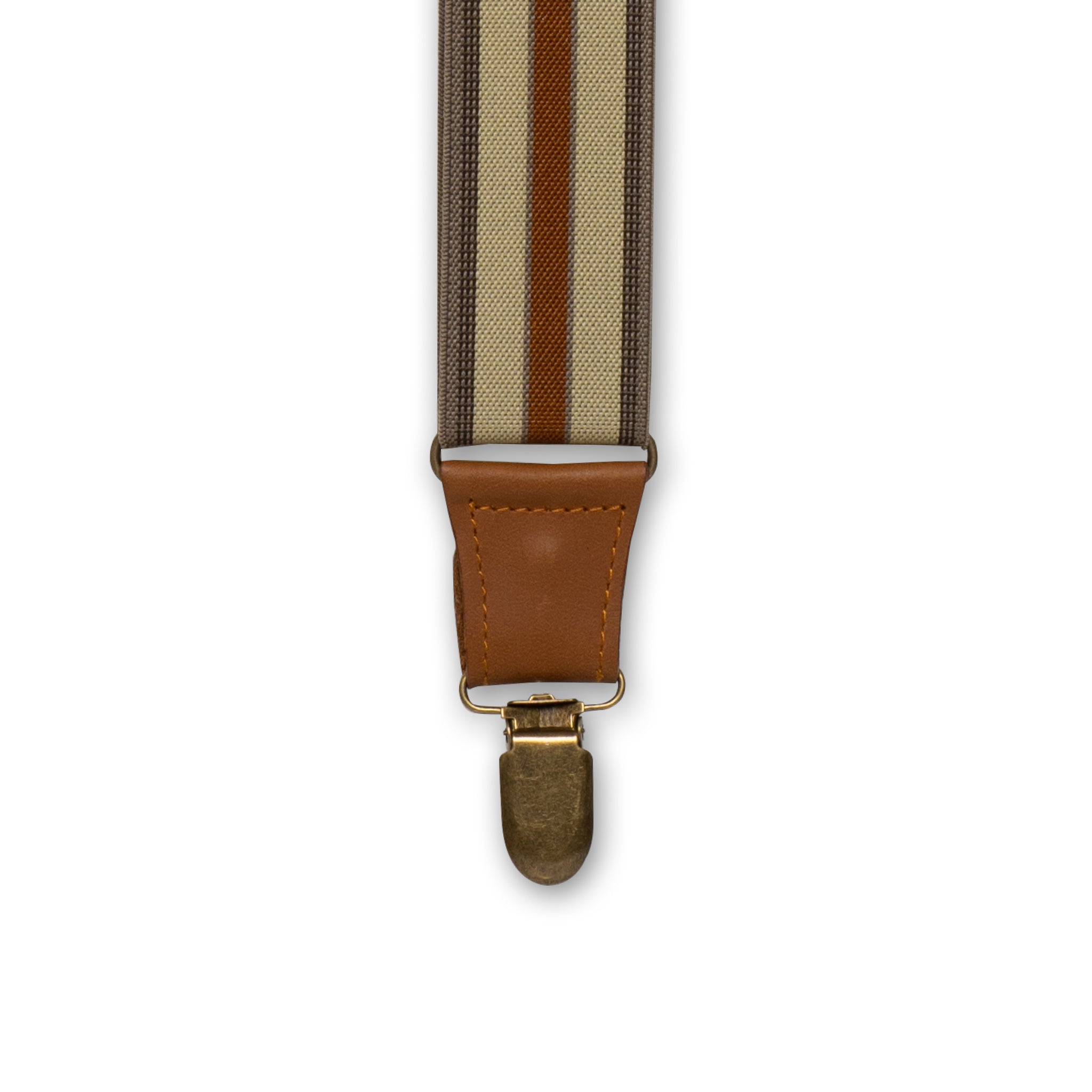 Crazy Horse Flex Camel Brown Striped Wide Suspenders No. F2125