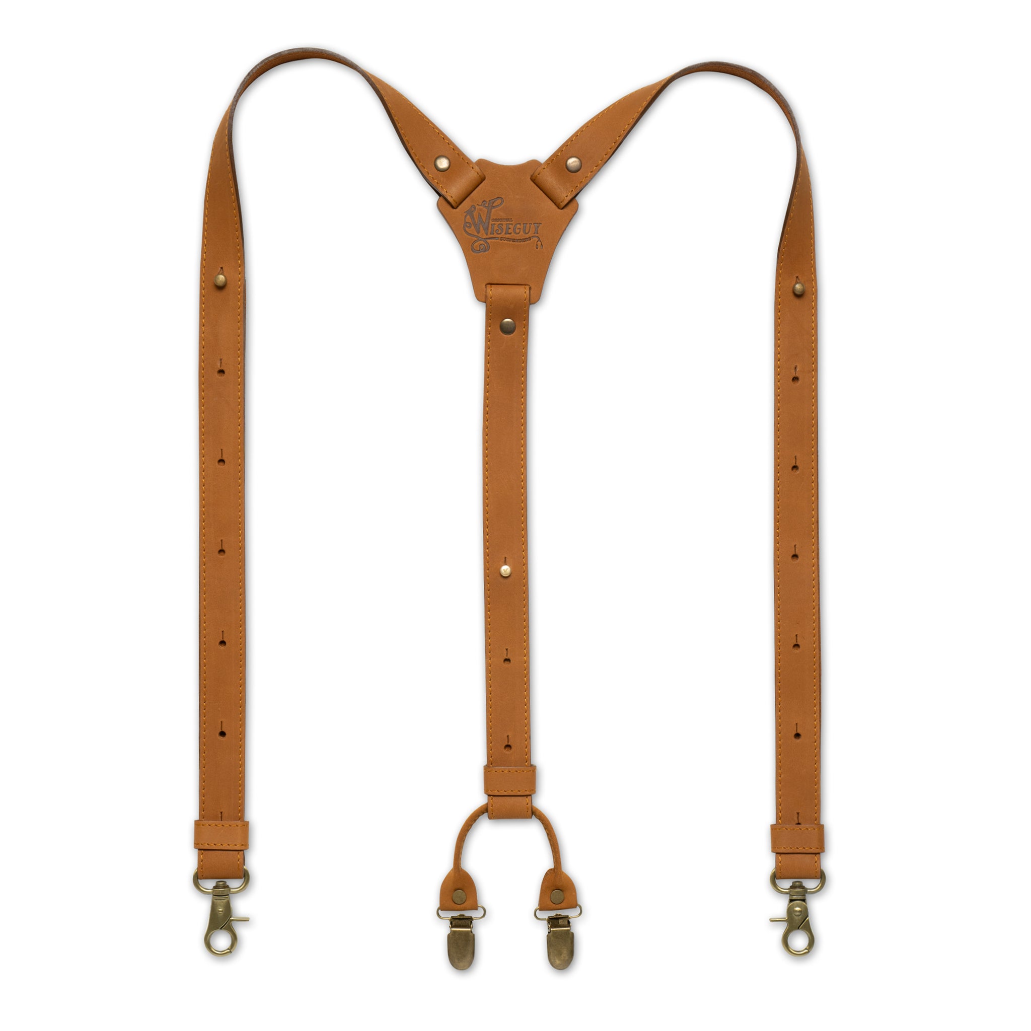 Crazy Horse Stitched Marron Camel Slim Suspenders No. L2211