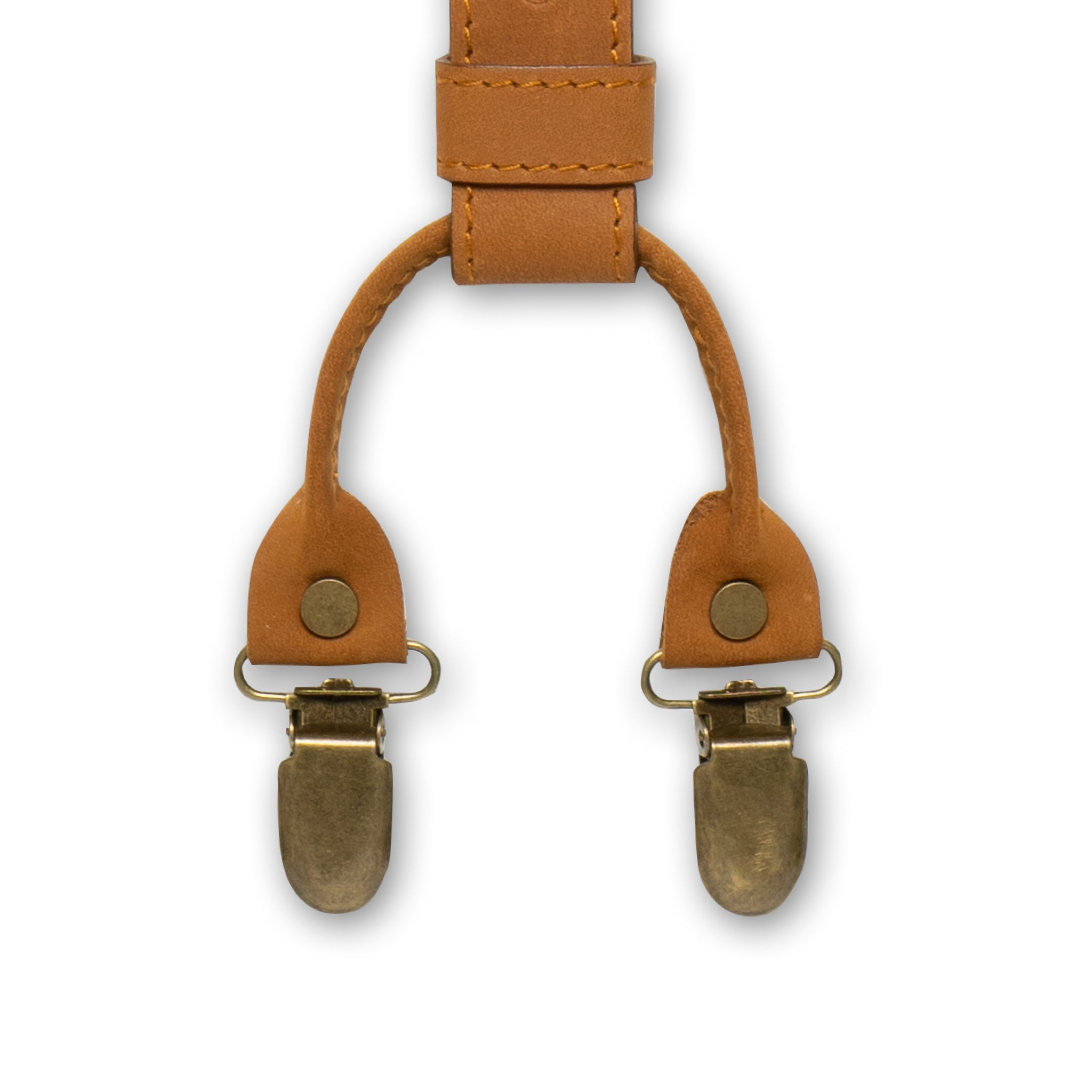 Crazy Horse Stitched Marron Camel Slim Suspenders No. L2211