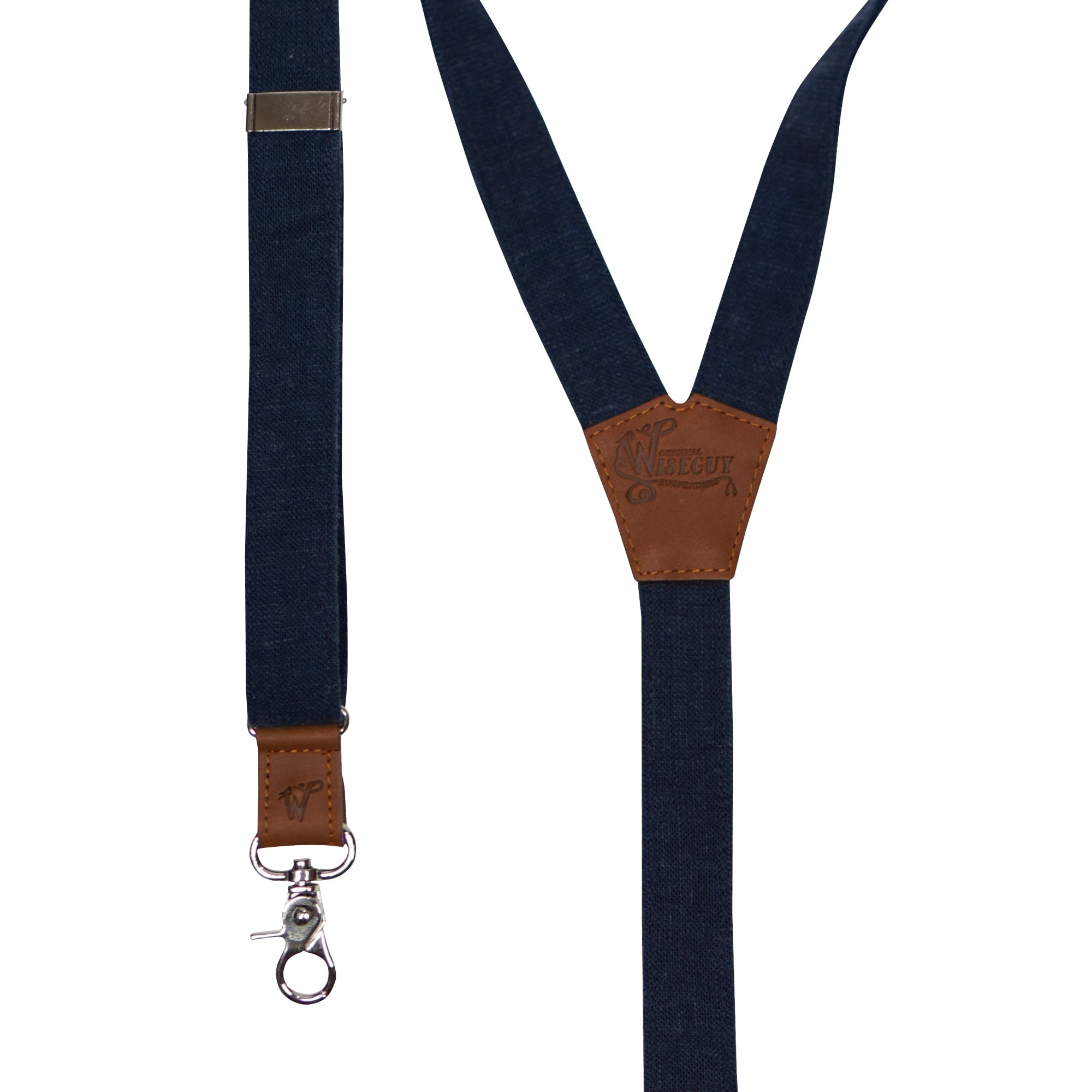 Linen The Shipwright Navy Blue Slim Suspenders No. G7311