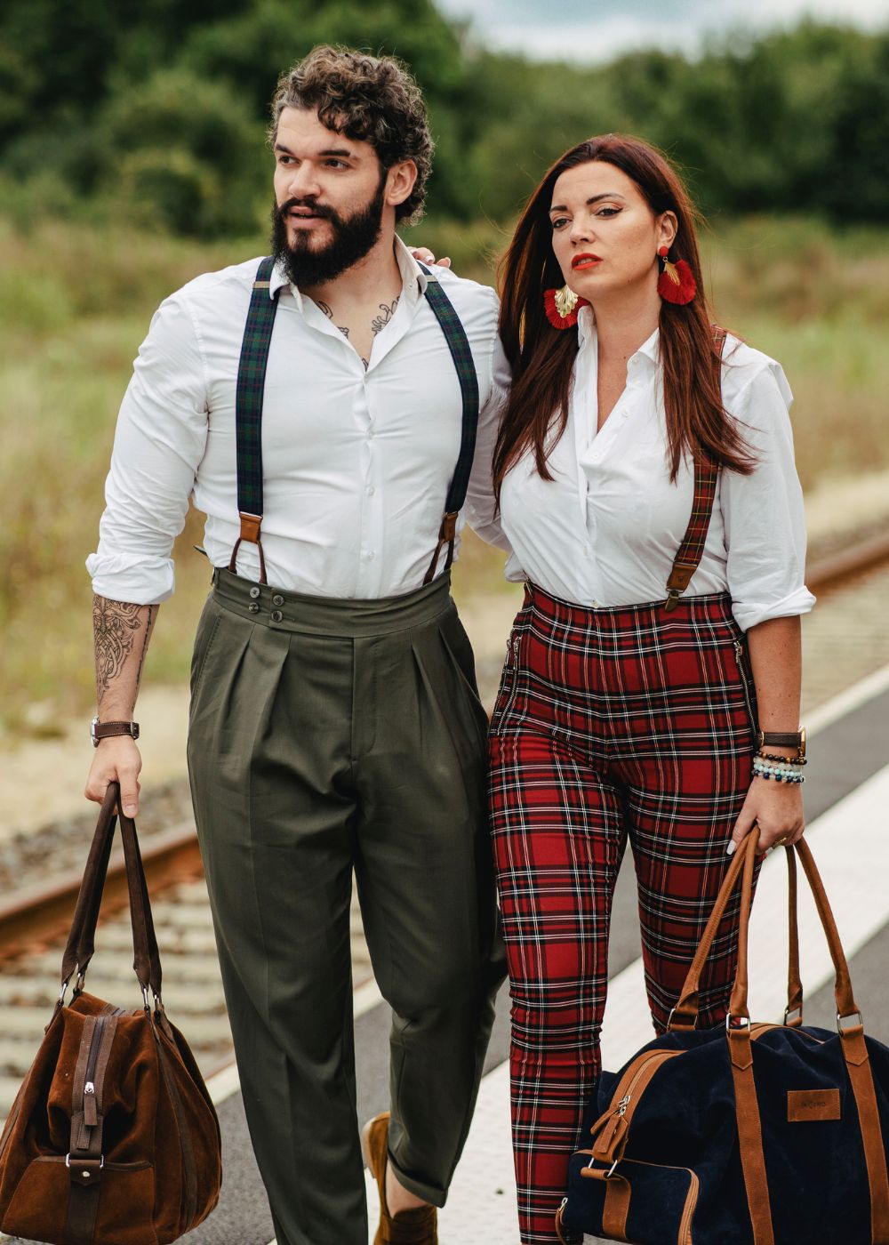 louren suspenders wide 属する pants