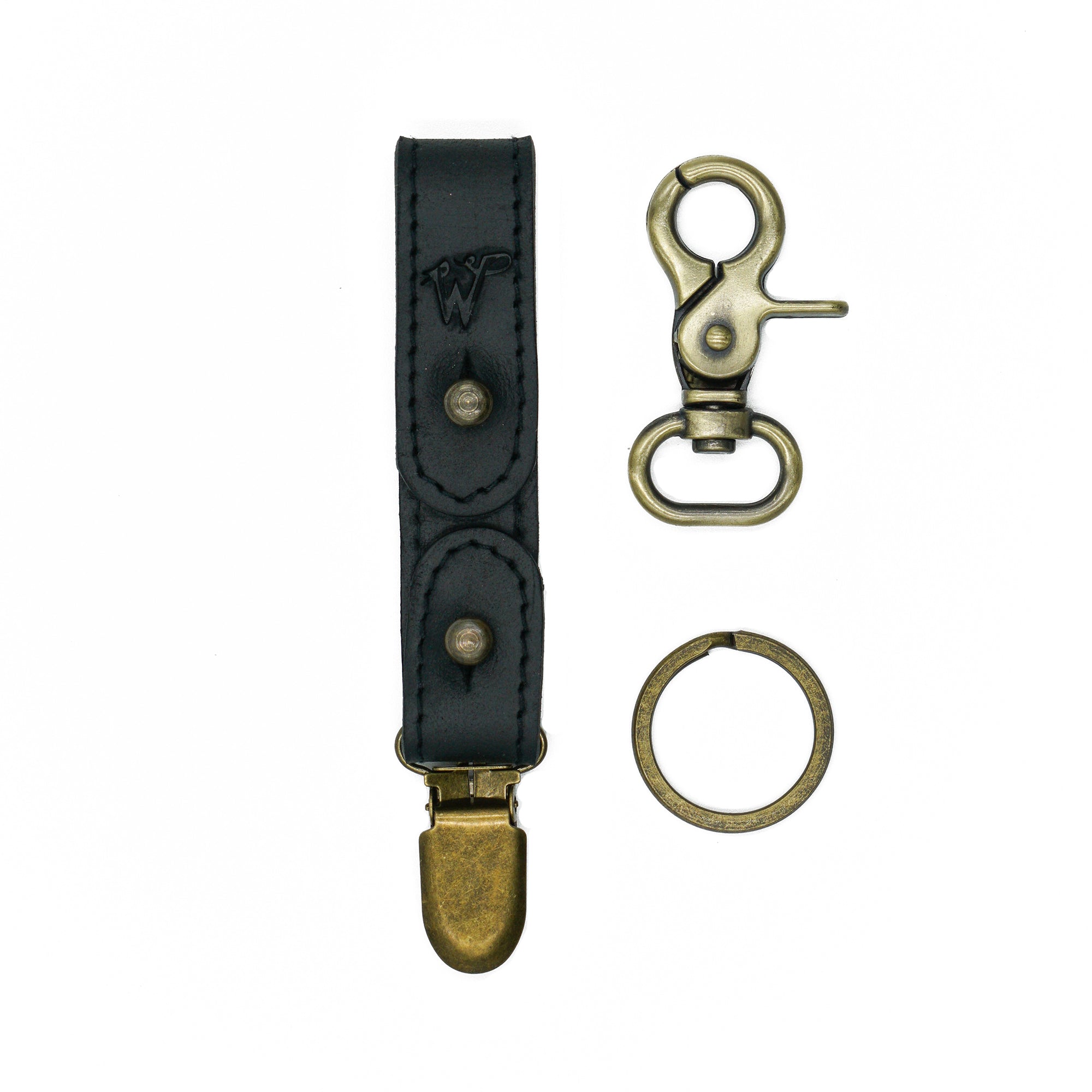 Keyring / Hat-holder Black Stitched Leather No. A8017