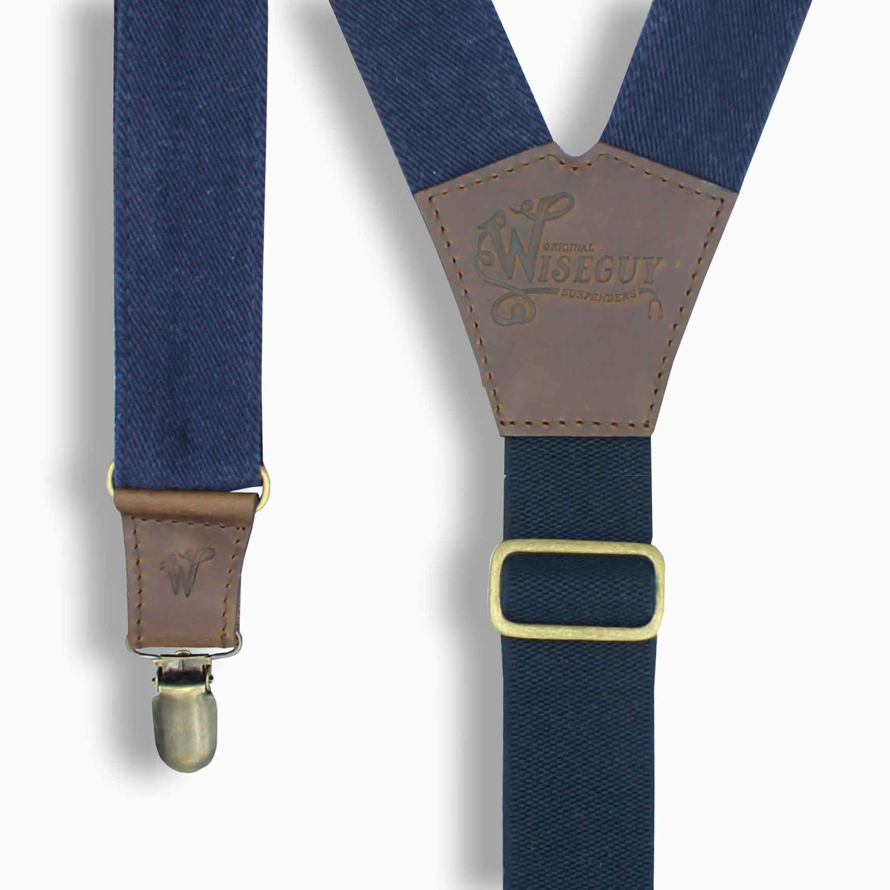 The Duck Denim Blue Suspender with adjustable Elastic Back Strap 1.3" - Wiseguy Suspenders