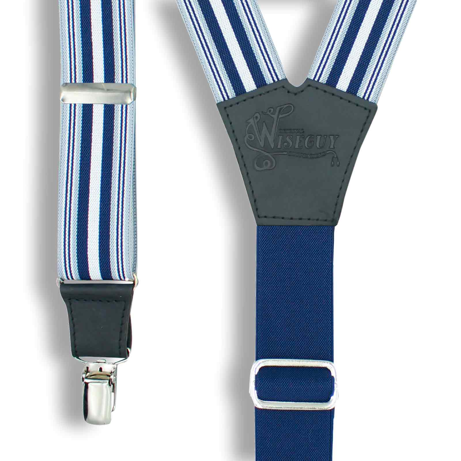Multitrack Blues Striped Suspenders wide straps (1.36 inch/3.5 cm) - Wiseguy Suspenders